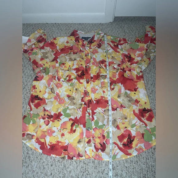 Karen Scott Red and Yellow Floral Blouse size 2X - Picture 5 of 7
